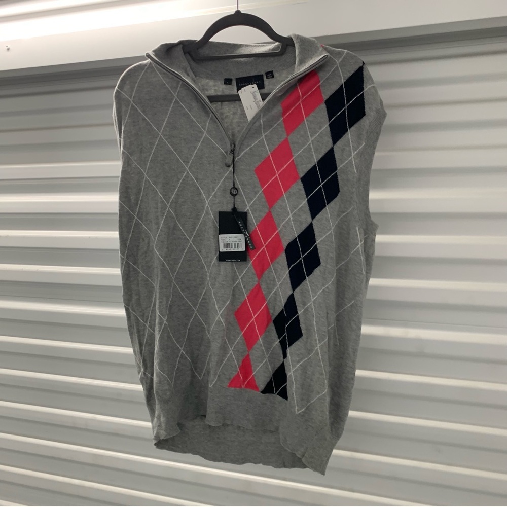 Bobby Jones Heather Grey Argyle Sweater Vest (Neiman Marcus)